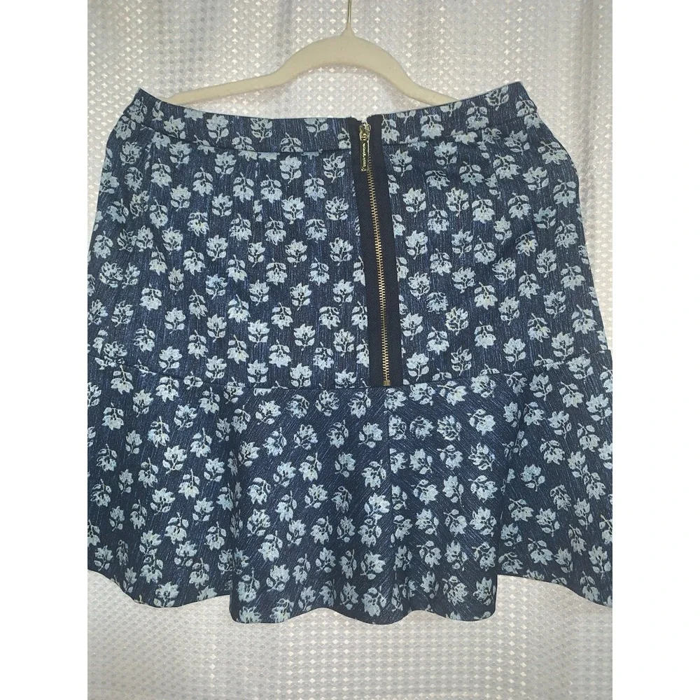 NWT‎ Michael Kors Floral Print Circle Skirt Heritage Blue Sz 6